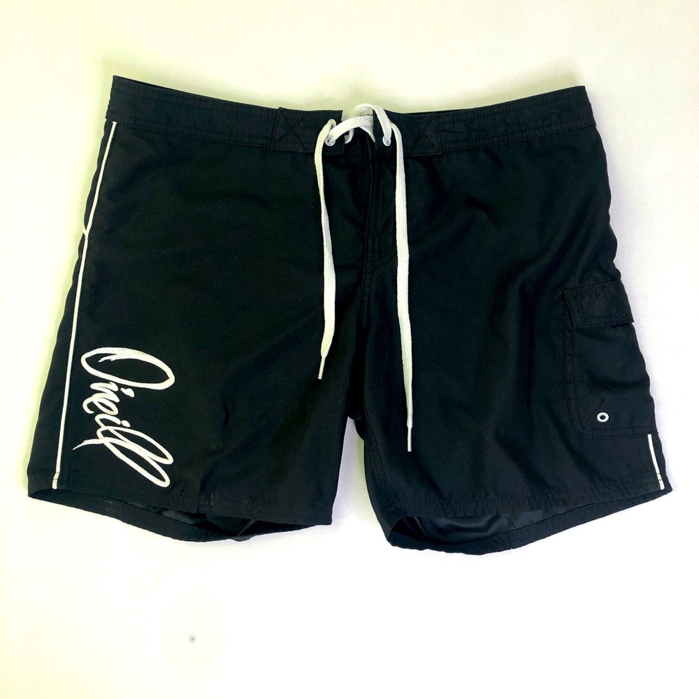 O'neill Men’s Swim Trunks Black Ties Pockets 9 Embroidered Swim Pool Beach